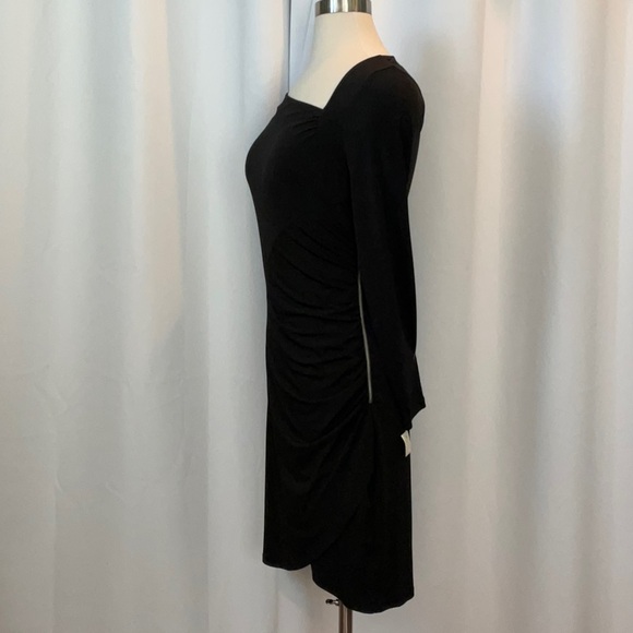 NWT MICHAEL Michael Kors Black Ruched Silver Zipper Dress Women Size 10 - Picture 3 of 10